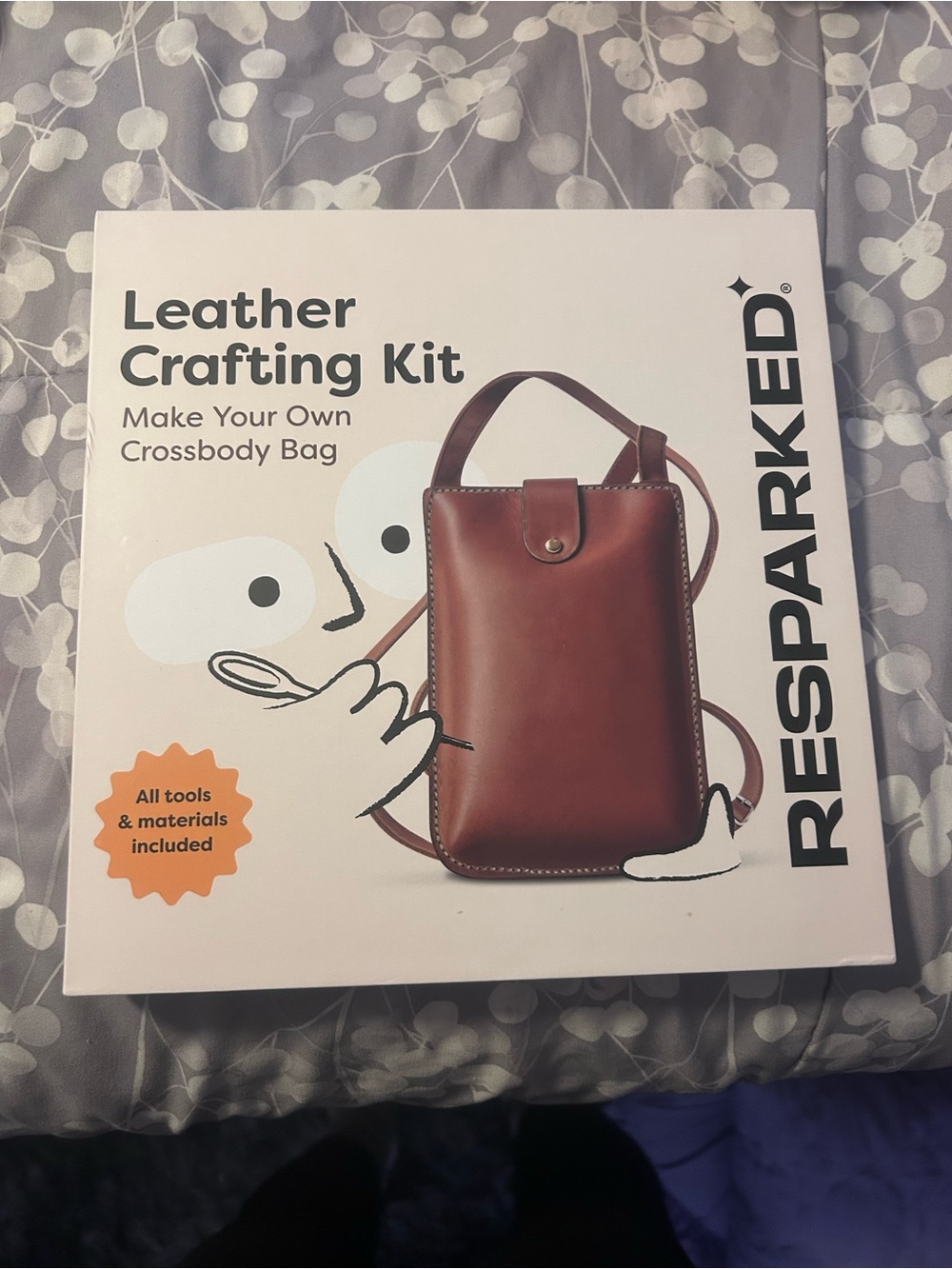 Resparked Leather Crafting Kit with Brown Crossbody Bag
